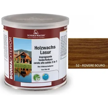 barva a nátěr na dřevo Borma wachs HOLZWACHS LASUR - tónovaná vosková lazura 3v1 0,75l, 52-rovere scuro