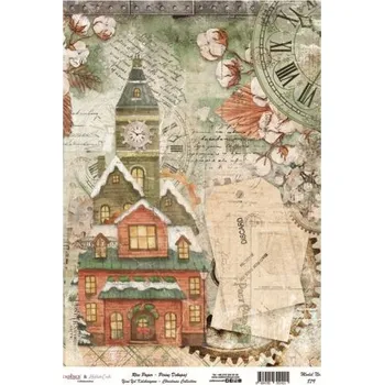 Umělecký papír Rýžový papír A4 - 879 - Vánoční kostel 2 - Cadence