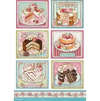 Umělecký papír Rýžový papír Stamperia A4 - postavy a móda - Sweet Patisserie