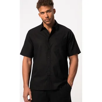 Pánská košile STHUGE, Plus size STHUGE košile z lněné směsi, krátké rukávy, knoflíková léga, hranatý střih, do 8XL pro plnoštíhlé nadměrná velikost, 824685100-1456, černý, 7XL, Plus size oblečení, Oblečení pro vysoké muže, Nadměrné velikosti, Oblečení pro plnoštíhlé.