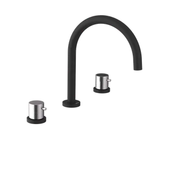 Vodovodní baterie Sapho Ultrasan Tříprvková stojánková umyvadlová baterie bez výpusti, černá mat/chrom, UT017VBC