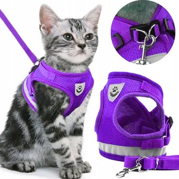 Obraz BEZTLAKOVÉ VYCHÁZKOVÉ POPRUHY S NASTAVITELNOU ODRAZKOU PRO KOČKY + VODÍTKO VELIKOST XL