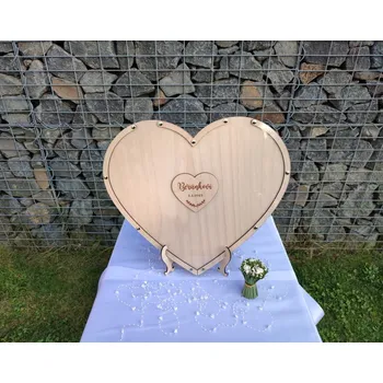Svatební dekorace Kniha hostů ve tvaru srdce D-decor - gravírovaný nápis