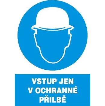 Vstup jen v ochranné přilbě (samolepka A4)