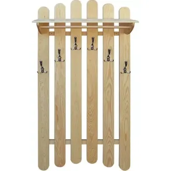 Věšák Dřevěná stěna - věšák s policí DT 340 70x150x33 cm borovice masiv