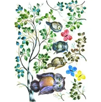 Umělecký papír Rýžový papír A4-118 - Pohádkové sovy - Cadence