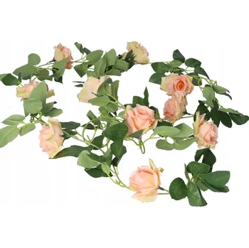 umělá květina UMĚLÉ KVĚTY ROSTLINY GIRLANDA 220CM RŮŽE RŮŽOVÉ
