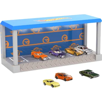 autodráha Hot Wheels výstavní garáž s osvětlením