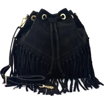 Kabelka Kabelka kůže třásně 312 Itálie barva: černá