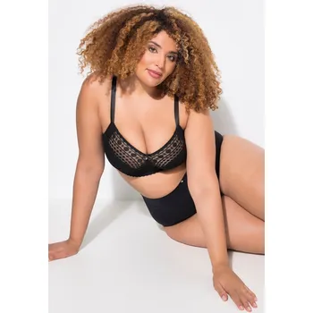 Podprsenka Ulla Popken, Plus size Braletka TRUYOU, bez kostic, měkké košíčky, krajka pro plnoštíhlé nadměrná velikost, 834510100-1096, černý, 115D, Nadměrné velikosti, Plus size oblečení, Oblečení pro boubelky, Oblečení pro baculky, Oblečení pro plnoštíhlé, Oblečení