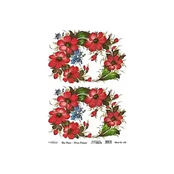 Umělecký papír Rýžový papír A4 - 473 Červené věnce