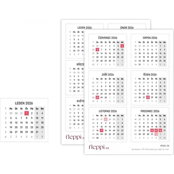 Kancelářské potřeby Fleppi Samolepky Měsíční kalendář 2026 - transparentní