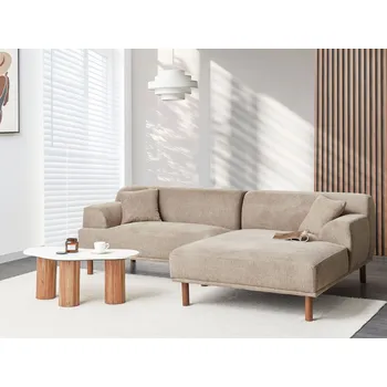 Pohovka Rohová pohovka taupe látkové čalounění levostranná na nohách vodoodpudivá vhodná pro zvířata moderní styl obývací pokoj Beliani