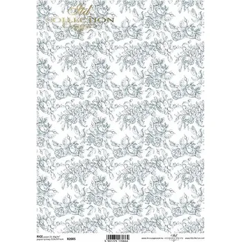 Umělecký papír Rýžový papír A4 - R2004 -zelené květiny