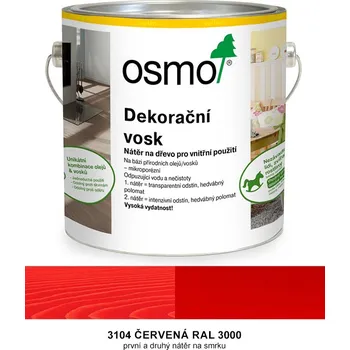 Olej na dřevo OSMO - dekorační vosk - intenzivní odstín, 3104-červená - 375 ml
