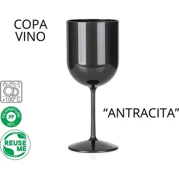 Sklenice Pohár na víno antracit 6 ks 450 ml plast