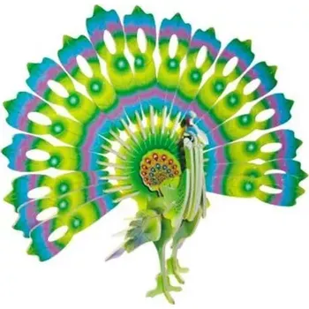 Stavebnice Woodcraft Dřevěné 3D puzzle Páv barevný