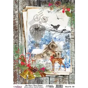 Umělecký papír Rýžový papír A4 - 756 Cadence - Vánoční noviny