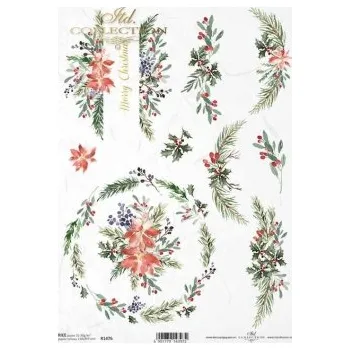 Umělecký papír Rýžový papír A4 - Vánoce a zima - R1476