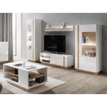 Laski Obývací stěna Arco 1 bílá + dub grandson LED osvětlení: BEZ osvětlení