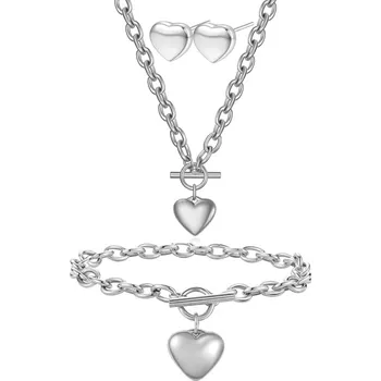 Souprava šperků IZMAEL Set Simple Heart Stříbrná KP34205