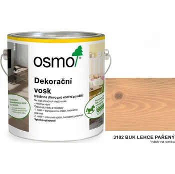 Olej na dřevo OSMO - dekorační vosk - transparentní odstíny, 3102-buk lehce pařený - 375 ml