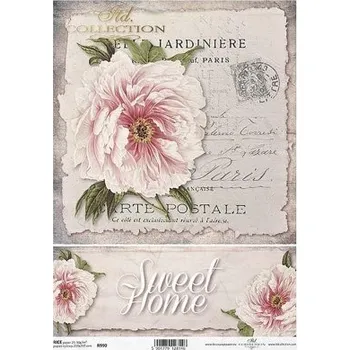 Umělecký papír Rýžový papír A4 - květiny a rostliny - Sweet home květ (R0990)