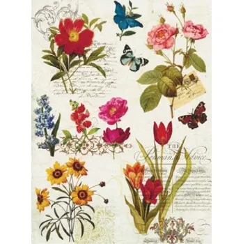 Umělecký papír Rýžový papír A4 -042 - Romantické květiny - Cadence