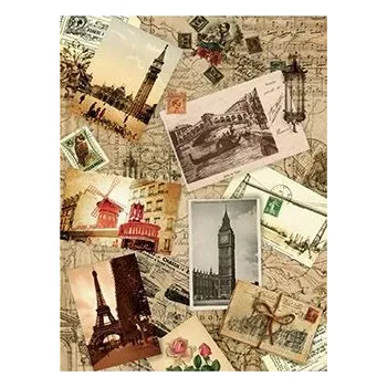 Umělecký papír Rýžový papír A4 No: 050 - Pohlednice z evropských měst