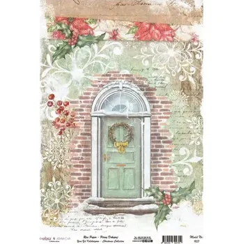 Výtvarný papír Rýžový papír A4 - 907 Cadence - Vánoční dveře