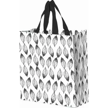 Nákupní taška Taška lamino 14 l LÍSTKY černé