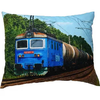 Dekorativní polštářek Polštářek s vlakem lokomotivou 122 021-9 (polštář lokomotiva , železnice)