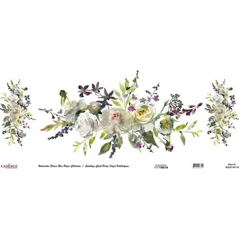 Umělecký papír Rýžový papír - v roli, 30x68 cm - 3 bílé kytice - Cadence