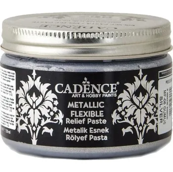 Speciální výtvarná barva Metalická flexibilní pasta Cadence Metallic flexible paste 150 ml - silver, stříbro