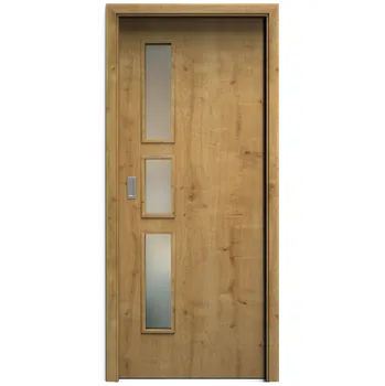 Interiérové dveře SAPELI ELEGANT KOMFORT M33 - CPL LAMINÁT - POSUVNÉ DVEŘE VČ. ZÁRUBNĚ - Dub sukatý Průchozí šířka (cm): 70, Průchozí výška (cm): 197, Typ skla: Satináto bílé