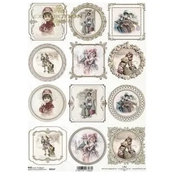 Umělecký papír Rýžový papír A4- postavy v rámech - R2117