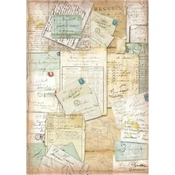 Umělecký papír Rýžový papír Stamperia A4 - Around the world letters *4777
