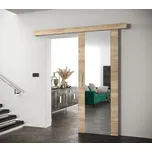 Posuvné dveře se zrcadlem Salwador II 90 cm - dub Sonoma s tlumeným dojezdem Barva doplňků: stříbrná