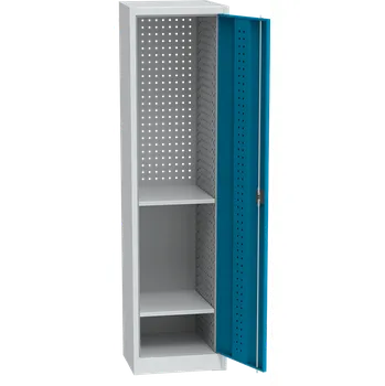 Policová skříň KOVOS Úzká dílenská policová skříň na nářadí KOVOS, 2 police, svařovaná, perforovaná, 505 x 500 x 1950 mm