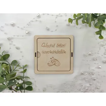 Dárková krabička Svatební krabička na peníze malá D-decor - Hodně štěstí novomanželům