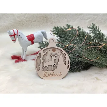 Vánoční ozdoba Dřevěná vánoční 3D ozdoba Jelen - D-decor