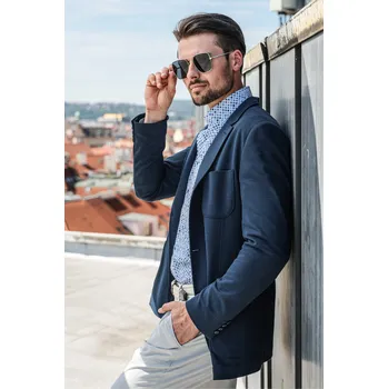 Pánské sako Pánské pleteninové sako Barva: Modrá, Velikost: 31, Střih: SLIM FIT