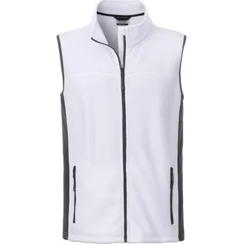 pracovní vesta James & Nicholson Vesta JN 856 Strong, fleecová, pánská COT020856i9814-white/carbo 4XL Bílá/šedá