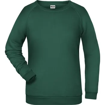 pracovní mikina James & Nicholson Mikina JN 793 raglánová, dámská COT02079302813-dark green 3XL Zelená tmavá