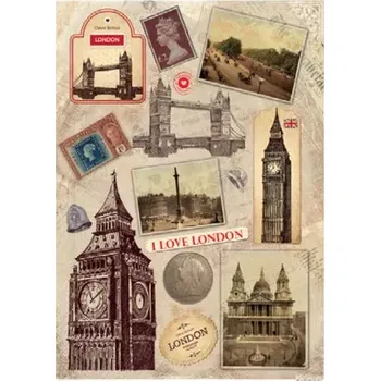 Umělecký papír Rýžový papír A4-235 - Vintage Londýn - Cadence