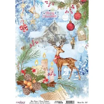 Umělecký papír Rýžový papír A4 -757 - Svíčky a sob - Cadence