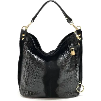 Kabelka Kabelka kůže 884 Itálie barva: černá