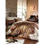 Brotex Francouzské povlečení Satén 240x220, 70x90cm Inferno hnědé, Výběr zapínání: zipový uzávěr