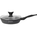 Hliníková nepřilnavá pánev s mramorovým povrchem a skleněnou poklicí – 24 cm