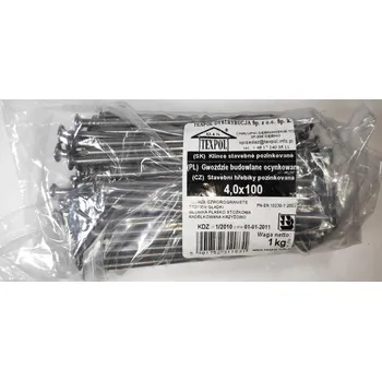 Hřebík Stavební hřebíky 4,0x100 mm, 1 kg.